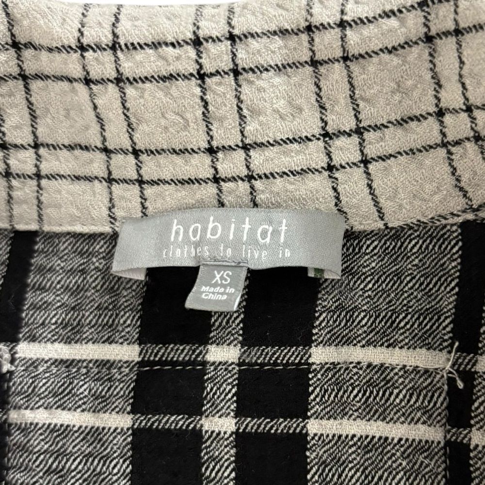 Habitat Boyfriend Tunic Putty Botton Down Shirt Mixed Plaid Black Gray Womens XS - Picture 7 of 10